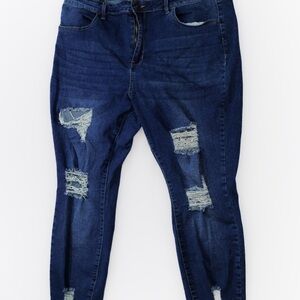 Rue21 Dark Blue Distressed Skinny Jeans